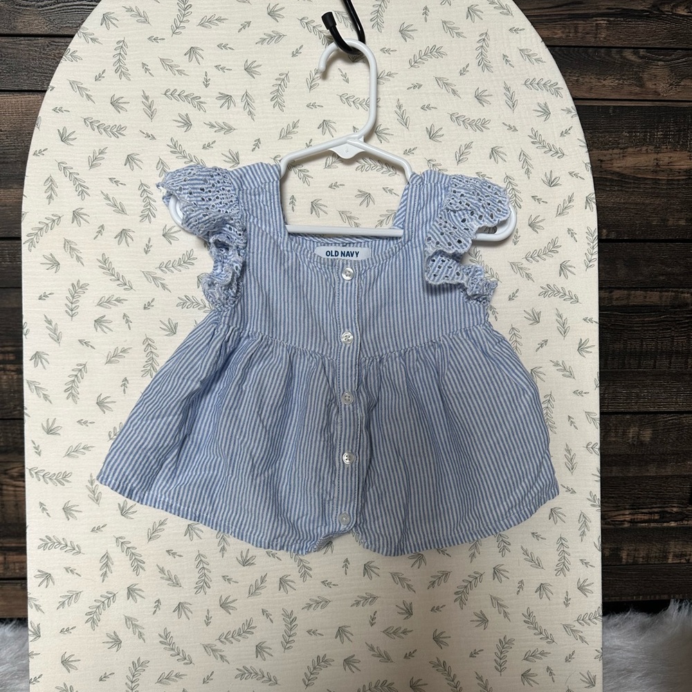 18/24M Blue Seersucker BabyDoll Top